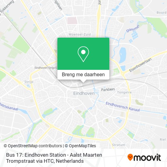 Bus 17: Eindhoven Station - Aalst Maarten Trompstraat via HTC kaart