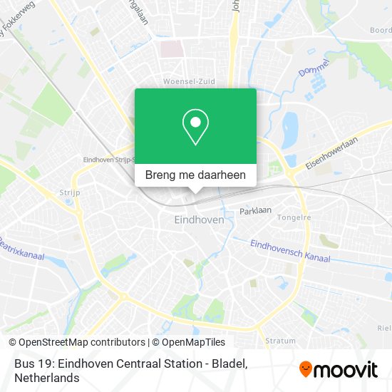 Bus 19: Eindhoven Centraal Station - Bladel kaart