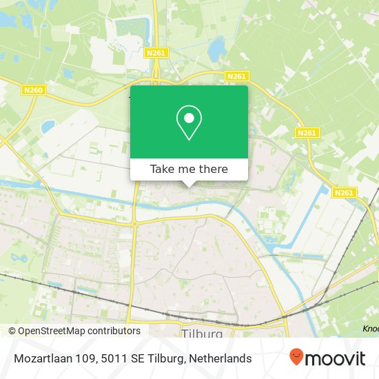 Mozartlaan 109, 5011 SE Tilburg kaart