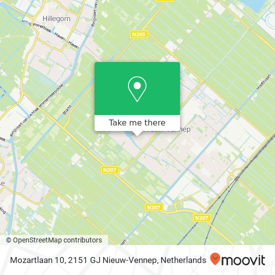 Mozartlaan 10, 2151 GJ Nieuw-Vennep kaart