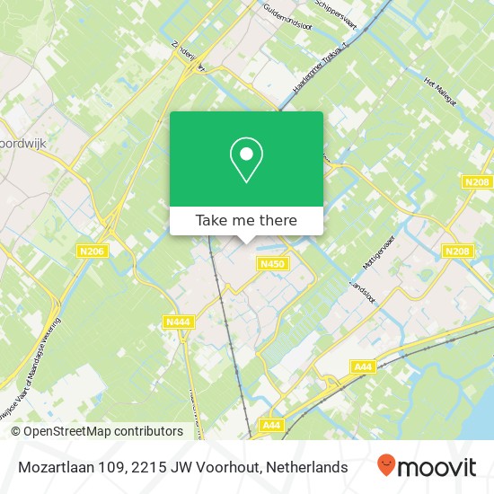 Mozartlaan 109, 2215 JW Voorhout kaart