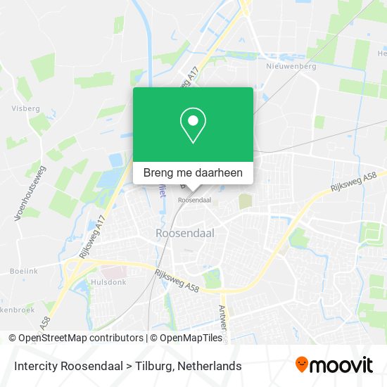 Intercity Roosendaal > Tilburg kaart