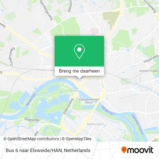 Bus 6 naar Elsweide/HAN kaart