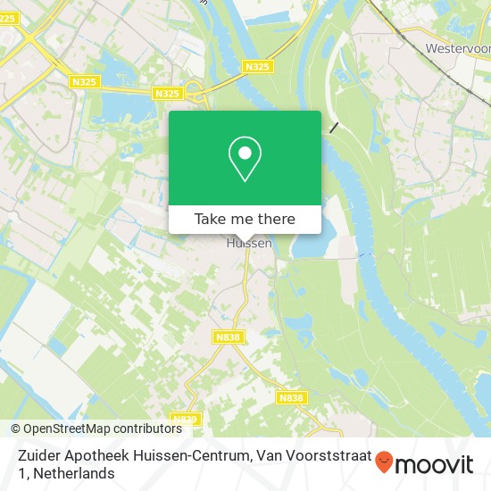 Zuider Apotheek Huissen-Centrum, Van Voorststraat 1 kaart