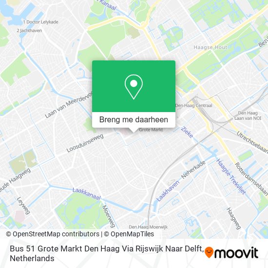 Bus 51 Grote Markt Den Haag Via Rijswijk Naar Delft kaart