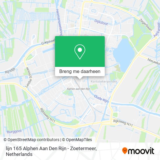 lijn 165 Alphen Aan Den Rijn - Zoetermeer kaart
