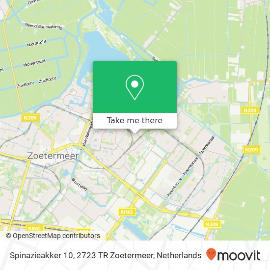 Spinazieakker 10, 2723 TR Zoetermeer kaart