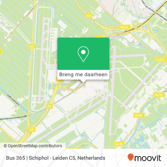 Bus 365 | Schiphol - Leiden CS kaart