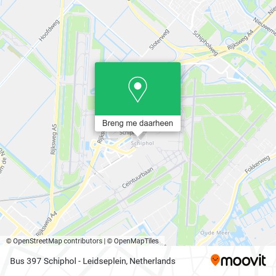 Bus 397 Schiphol - Leidseplein kaart
