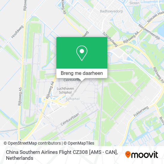 China Southern Airlines Flight CZ308 [AMS - CAN] kaart