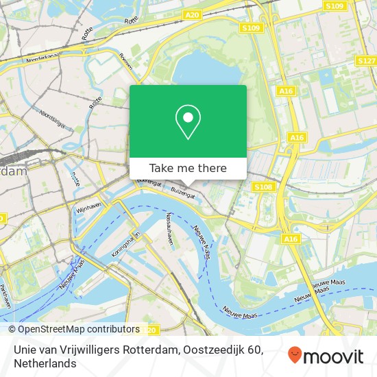 Unie van Vrijwilligers Rotterdam, Oostzeedijk 60 kaart