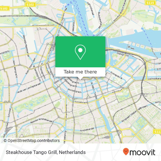 Steakhouse Tango Grill, Reguliersdwarsstraat 125 kaart