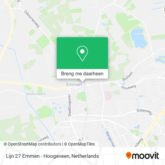 Lijn 27 Emmen - Hoogeveen kaart