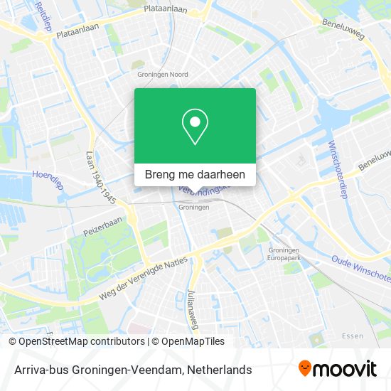 Arriva-bus Groningen-Veendam kaart