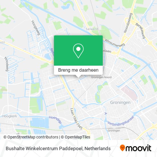 Bushalte Winkelcentrum Paddepoel kaart