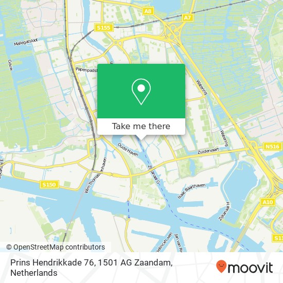 Prins Hendrikkade 76, 1501 AG Zaandam kaart