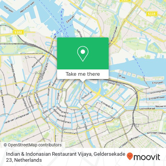 Indian & Indonasian Restaurant Vijaya, Geldersekade 23 kaart