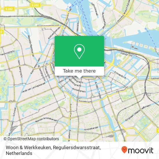 Woon & Werkkeuken, Reguliersdwarsstraat kaart