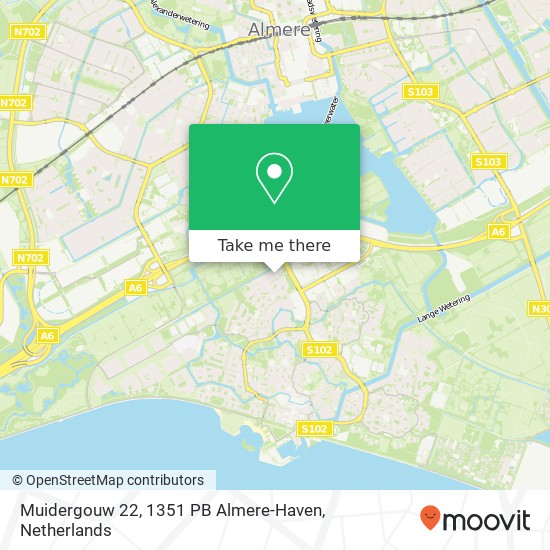 Muidergouw 22, 1351 PB Almere-Haven kaart