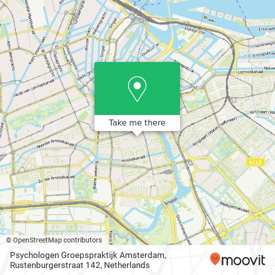 Psychologen Groepspraktijk Amsterdam, Rustenburgerstraat 142 kaart