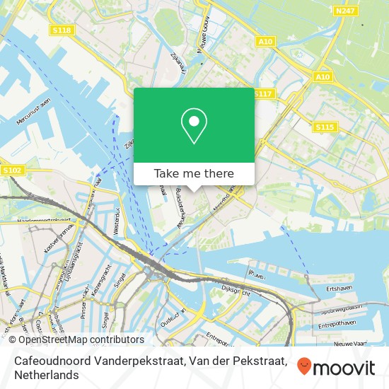 Cafeoudnoord Vanderpekstraat, Van der Pekstraat kaart