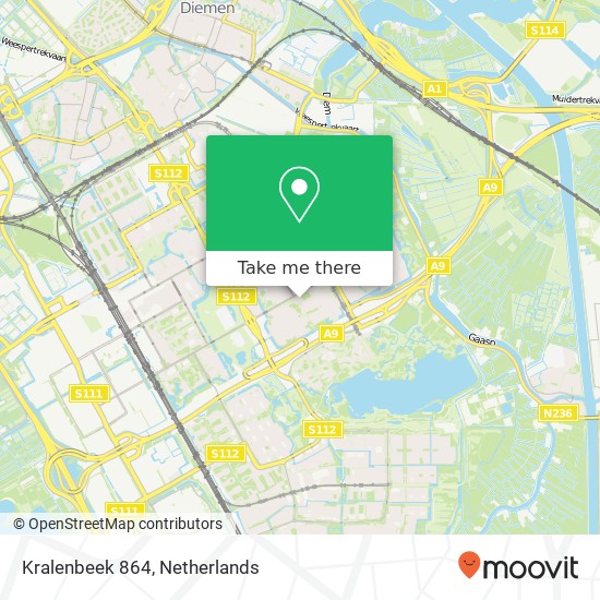 Kralenbeek 864, 1104 KJ Amsterdam kaart