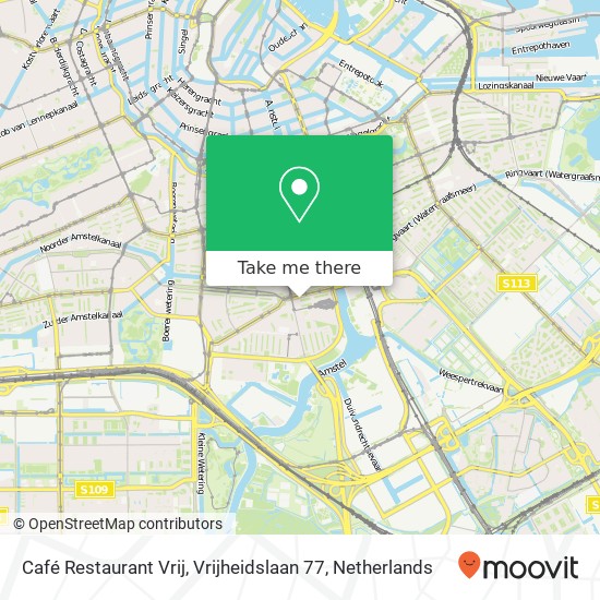 Café Restaurant Vrij, Vrijheidslaan 77 kaart