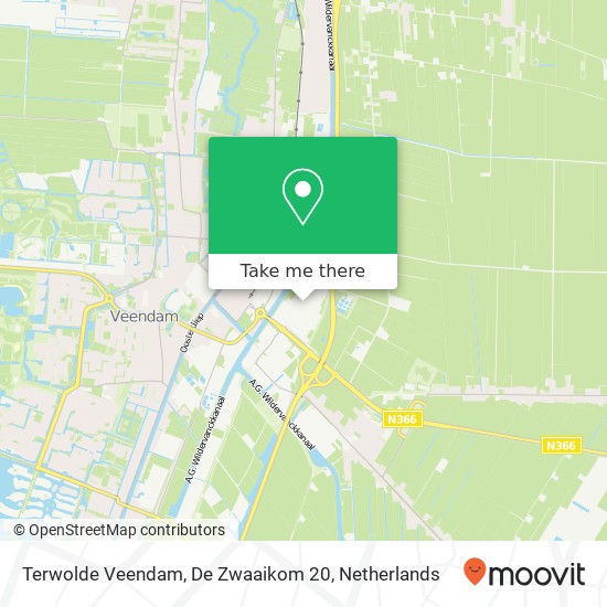 Terwolde Veendam, De Zwaaikom 20 kaart