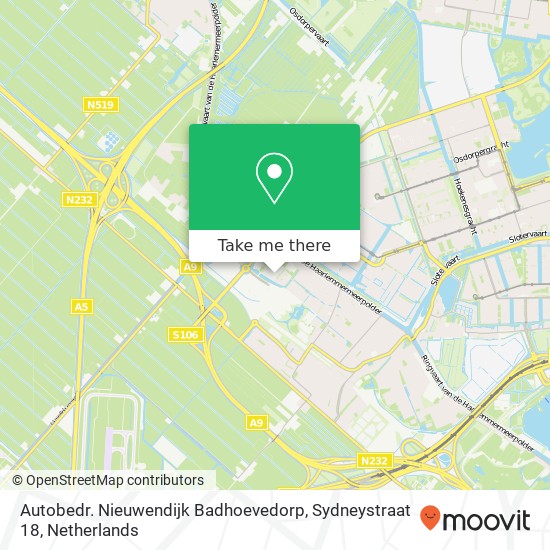 Autobedr. Nieuwendijk Badhoevedorp, Sydneystraat 18 kaart