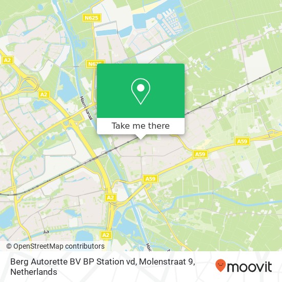 Berg Autorette BV BP Station vd, Molenstraat 9 kaart