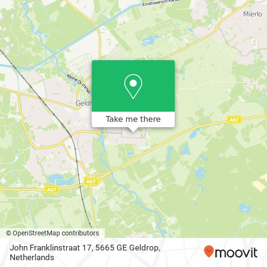 John Franklinstraat 17, 5665 GE Geldrop kaart