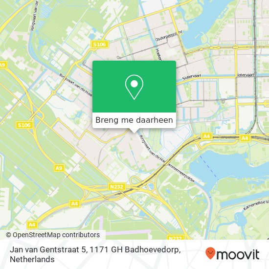 Jan van Gentstraat 5, 1171 GH Badhoevedorp kaart