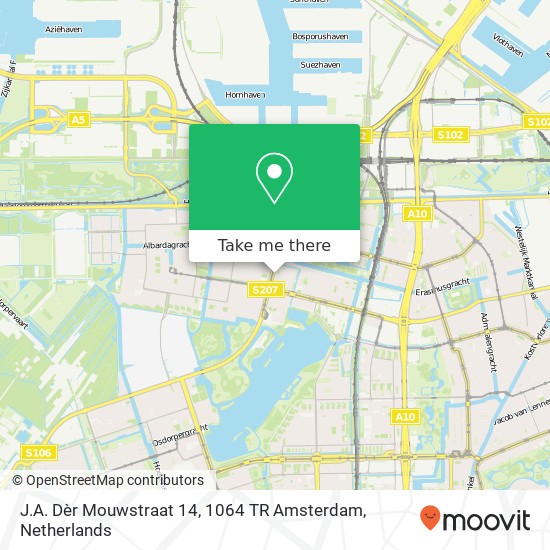 J.A. Dèr Mouwstraat 14, 1064 TR Amsterdam kaart