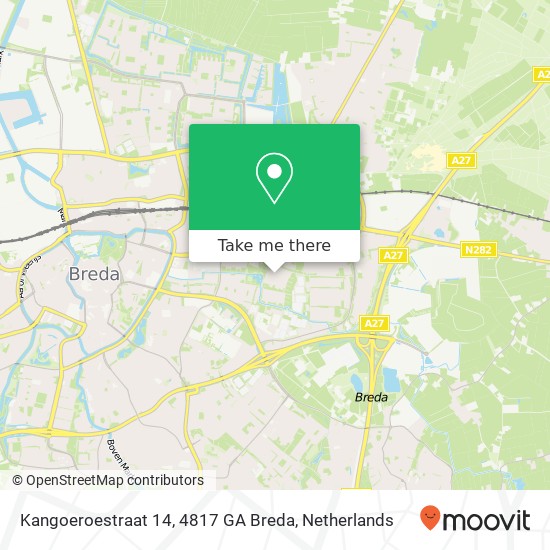 Kangoeroestraat 14, 4817 GA Breda kaart