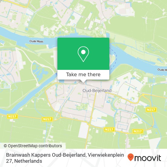 Brainwash Kappers Oud-Beijerland, Vierwiekenplein 27 kaart