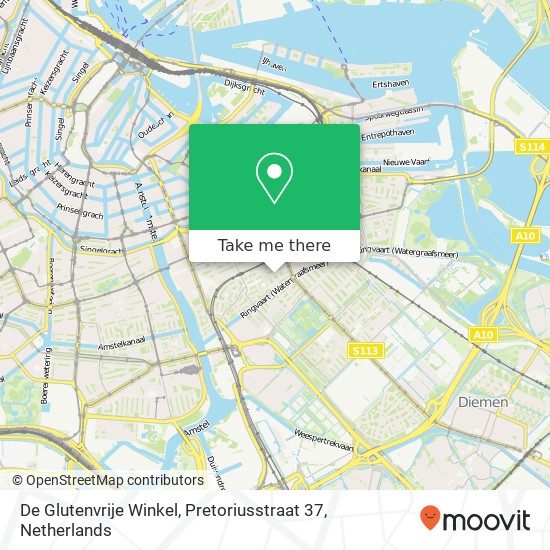 De Glutenvrije Winkel, Pretoriusstraat 37 kaart