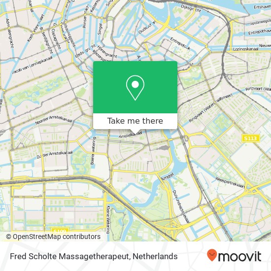 Fred Scholte Massagetherapeut, Amstelkade 61 kaart