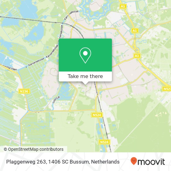 Plaggenweg 263, 1406 SC Bussum kaart