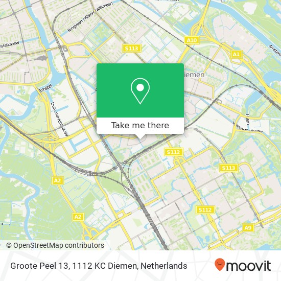 Groote Peel 13, 1112 KC Diemen kaart