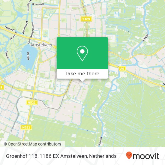 Groenhof 118, 1186 EX Amstelveen kaart