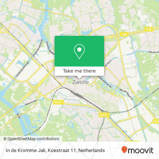 In de Kromme Jak, Koestraat 11 kaart