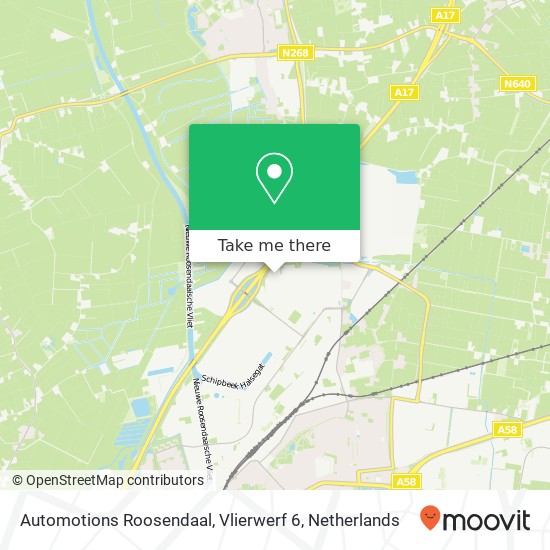 Automotions Roosendaal, Vlierwerf 6 kaart