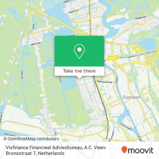 Visfinance Financieel Adviesbureau, A.C. Veen-Bronsstraat 7 kaart