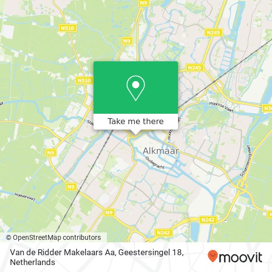 Van de Ridder Makelaars Aa, Geestersingel 18 kaart