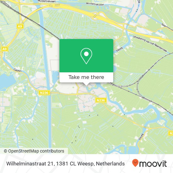 Wilhelminastraat 21, 1381 CL Weesp kaart