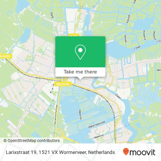 Larixstraat 19, 1521 VX Wormerveer kaart