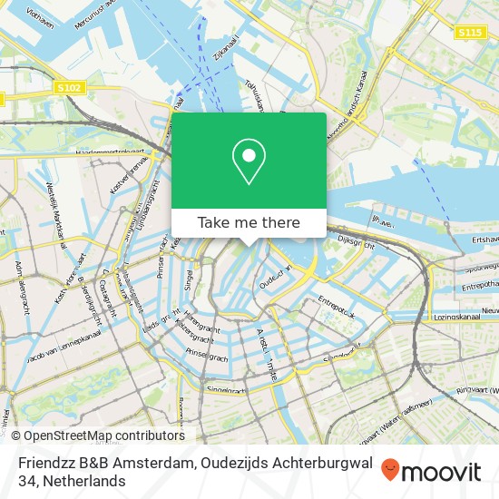 Friendzz B&B Amsterdam, Oudezijds Achterburgwal 34 kaart