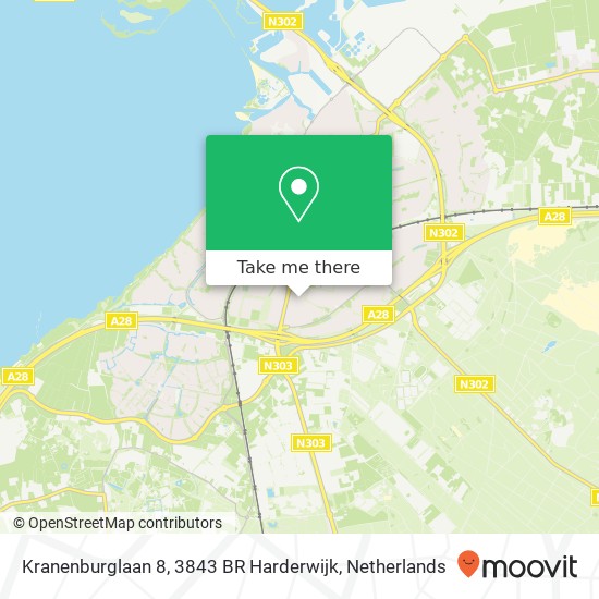 Kranenburglaan 8, 3843 BR Harderwijk kaart