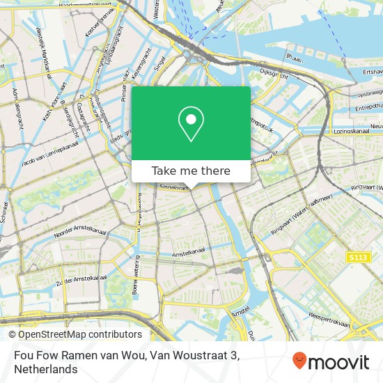 Fou Fow Ramen van Wou, Van Woustraat 3 kaart