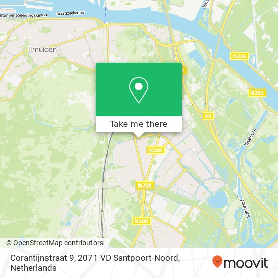 Corantijnstraat 9, 2071 VD Santpoort-Noord kaart